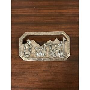 Vintage Hand Made MAS Peruvian 925 Sterling Silver Alpaca Llama Brooch
